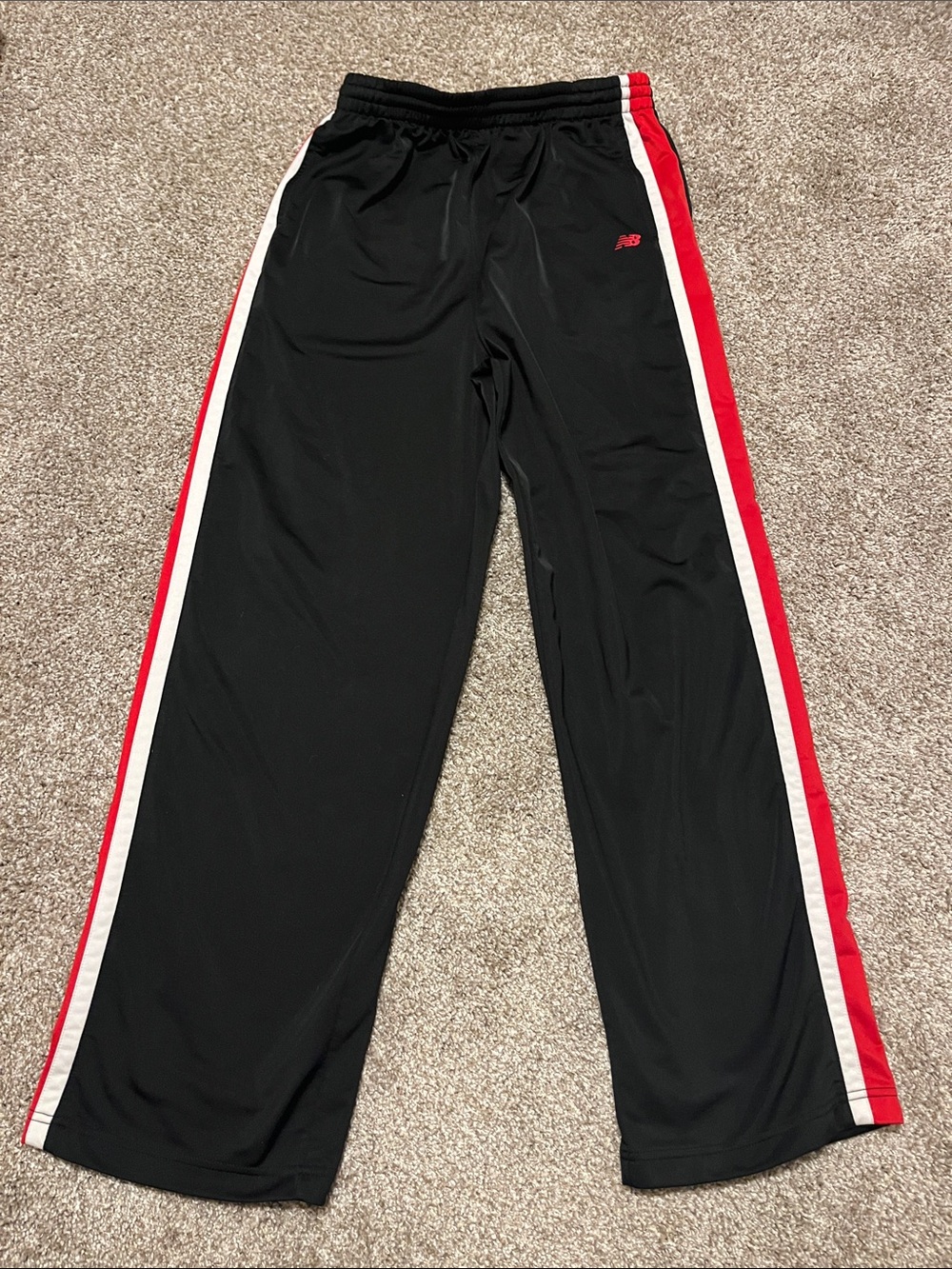 New Balance Black Joggers with Red & White Side Stripes- Size Youth XL